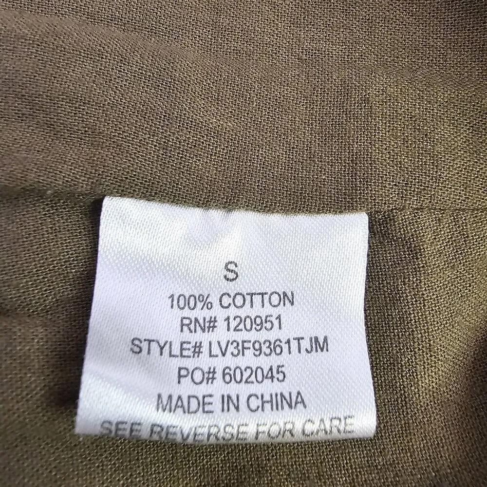 Womens Olive & Oak Olive Green 100% Cotton Utility  Jacket Sz Small  Zip O0265